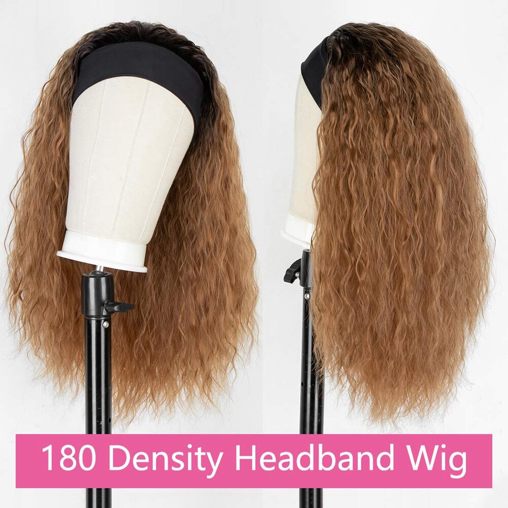 Kryssma Curly Synthetic Wig Headband Wig Deep Wave Synthetic Wigs Long Wave Wig Curl Brazilian Hair Fiber Wig